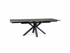 Table design extensible métal & céramique style bois