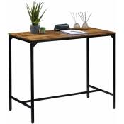 Table haute de bar lamego mange-debout comptoir en métal avec plateau en fibres de bois, couleur brun rustique - Brun, Noir