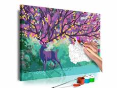 Tableau à peindre soi-même peinture par numéros motif cerf violet 60x40 cm tpn110139