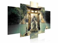 Tableau zen buddha smile (5 parts) wide taille 100 x 50 cm PD12563-100-50