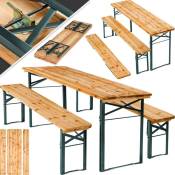 Tectake - Table de jardin pliante 177 x 46 x 77 cm avec bancs - table de camping, table de réception, table et bancs pliant en bois - marron