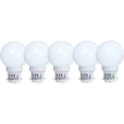 Tibelec - Pack de 5 ampoules led 0,8W / 50LM plastique blanc B22