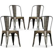 Tolix Style - Pack de 4 chaises de salle à manger - Design industriel - Nouvelle édition - Stylix Bronze métallisé - Acier - Bronze métallisé