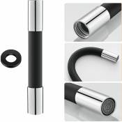Tuyau d'extension de pulvérisateur de robinet à 360 ° Tuyau d'extension en silicone avec joint, noir 20 cm - black