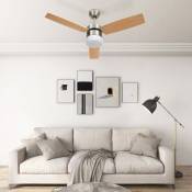 Ventilateur de plafond lampe et télécommande 108cm Marron clair