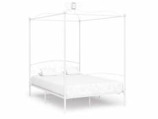 Vidaxl cadre de lit à baldaquin blanc métal 140 x