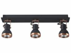 3 lampes de plafond cadre rectangulaire noir et cuivré baro 326585