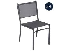 4 chaises de jardin structure aluminium Costa Carbone- Fermob