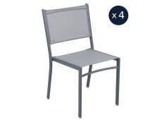 4 chaises de jardin structure aluminium Costa Gris orage- Fermob