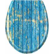 Abattant wc Frein de Chute Soft Close - Finition de Haute qualité - Fixation Facile - planches bleues-45,5 x 38,5 x 5 cm - Uisebrt