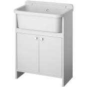 Bac à laver avec meuble économie de place en pvc blanc 55x35 cm mod. Adele