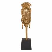 BigBuy Home Figurine Décorative 11 x 10,5 x 46 cm Noir Doré Africaine