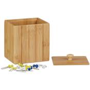 Boîte de rangement bambou couvercle boîte en bois rangement cuisine bijoux HxlxP: 11,5 x 10 x 8 cm, nature - Relaxdays