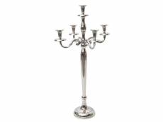 Bougeoir hwc-d81, chandelier, candélabre à 5 branches en aluminium 80cm massif 2,2kg ~ couleur: argent