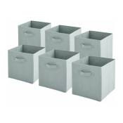 Box And Beyond - Lot de 6 bacs rangement intissés pliables - Vert Sauge - 27x27x27cm