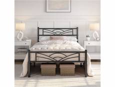 Cadre de lit simple 90 x 200cm en métal assemblage simple pour adultes noir
