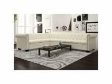 Canapé confortable d'angle chesterfield 6 places cuir