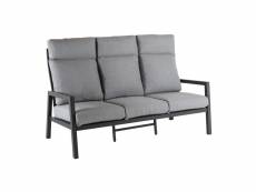 Canapé de jardin en aluminium couleur anthracite,3 places,coussins couleur gris I35706261