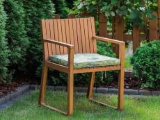 Chaise de jardin avec coussin à motif feuilles vertes et beiges sassari 210121