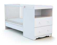 Combiné lit bébé évolutif en bois Blanc 60 x 120 cm