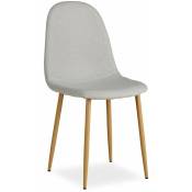 Décoshop26 - Chaise de salle à manger cuisine confortable et moderne en tissu gris pieds métal aspect bois