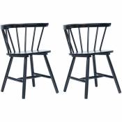 Décoshop26 - Lot de 2 chaises de salle à manger cuisine design élégant bois d'hévéa massif noir