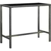 Doc&et² - Table bar de jardin Gris 130x60x110 cm Résine tressée et verre - Gris