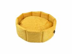 Doulito-panier velours pour animaux - broderie fleurie - diamètre 48cm - jaune
