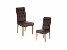 Duo de chaises simili cuir capitonné marron - mama - l 49 x l 61 x h 99.5 cm - neuf