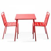 Ensemble table de jardin carrée et 2 chaises acier rouge - Palavas - Rouge
