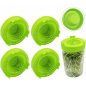 Eosnow - Couvercles de germination en plastique, faciles à rincer et à égoutter, pour bocaux à large bouche, 4 pièces