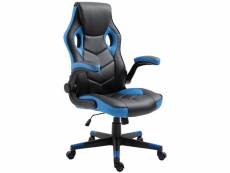 Fauteuil de bureau chaise gamer ergonomique réglable pivotant bleu/noir bur10400