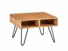 Finebuy table basse de salon acacia bois et metal 60x60x40 cm carrée marron | petite table de canapé avec rangement | design table d'appoint style ind