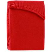 Flhf - Drap housse éponge rouge rubis 140-160X200 - rouge