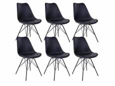 Haga - lot de 6 chaises noires avec piétement métallique