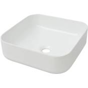 Helloshop26 - Lavabo vasque salle de bain 38 x 38 cm carré céramique blanc