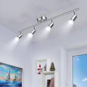 Hofuton Plafonnier 4 spots pivotants & orientables, 4 ampoules GU10, barre spots plafond salon salle à manger cuisine couloir