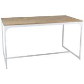 Loft table a manger en bois avce structure en metal blanc 150x80xh75cm - Blanc