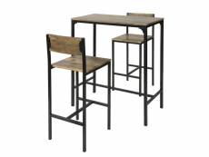 Lot table et chaises de bar de style industriel ensemble table de bar + 2 haute chaise haute,ogt03-xl,sobuy®