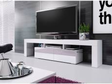 Meuble banc tv blanc laque - 1m90 - leds non fournies