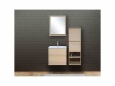Meuble salle de bain 60 cm + vasque + miroir + demi-colonne enio