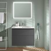 Meuble vasque villeroy et boch Finero Gris 65 cm + miroir - Glossy Grey