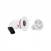 Miidex Lighting - Pack support spot fixe bbc rond blanc + ampoule GU10 3000K dimmable - Miidex