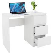 Ml-design - Bureau avec 3 Tiroirs, 90x76x50 cm, Blanc