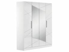 Mozayik blanche - armoire 4 portes avec miroir central