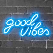 Neon led Good Vibes 40,5CM - Neon Mural Bleu sur Secteur