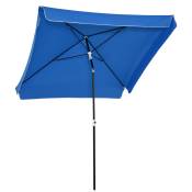 Outsunny Parasol inclinable pour balcon jardin parasol carré inclinaison réglable tissu polyester anti-UV mât démontable métal bleu