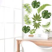 Plage - Sticker mural décoratif tropical, feuilles vertes, 68 cm x 48 cm - Décorez votre intérieur avec style - Vert