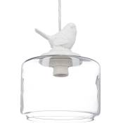 Relaxdays - Lampe de plafond luminaire lampe à suspension abat-jour verre oiseau design retro déco vintage, transparent