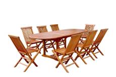 Salon de jardin Teck huilé 8 personnes - Table ovale + 8 chaises